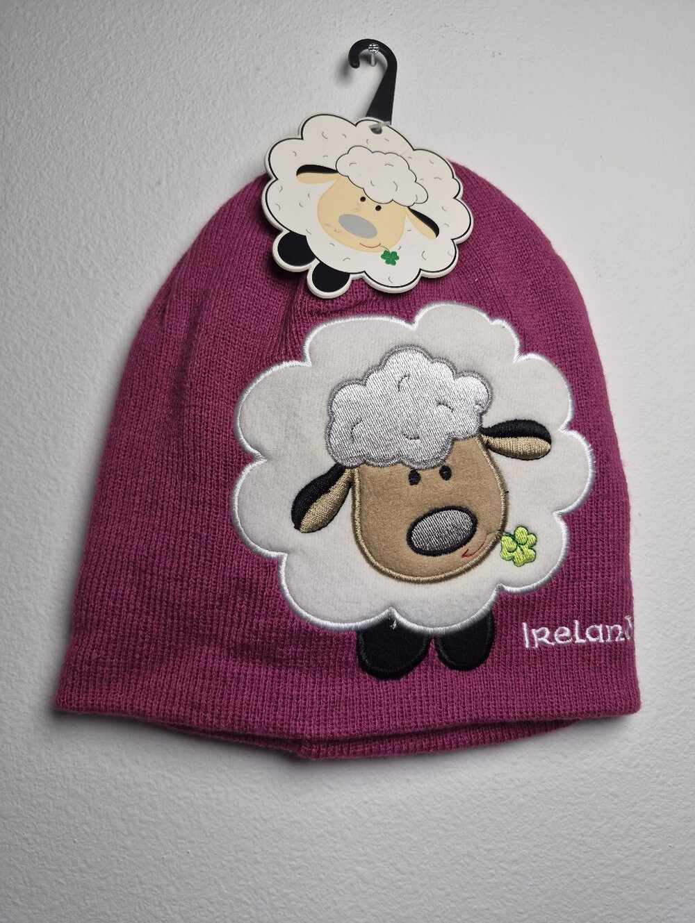 Traditional Craft Ireland Childrens Sheep Beanie Hat Magenta Size 4-7